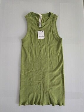 Free People Olive Green Ribbed Tank Top